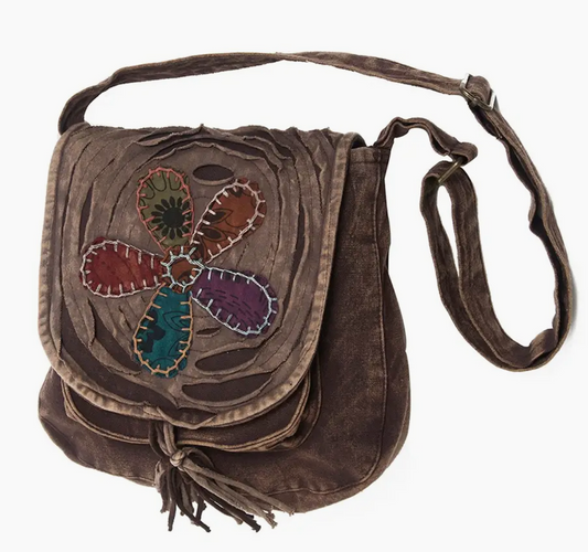 Brown Sunflower Razor Cut Crossbody