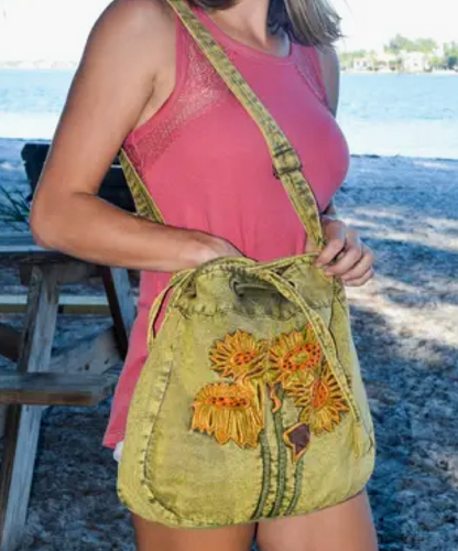Sunflower Drawstring Crossbody